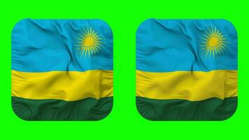rwanda flagga i väpnare form isolerat med enkel och stöta textur, 3d tolkning, grön skärm, alfa matt video