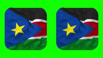 South Sudan Flag in Squire Shape Isolated with Plain and Bump Texture, 3D Rendering, Green Screen, Alpha Matte video