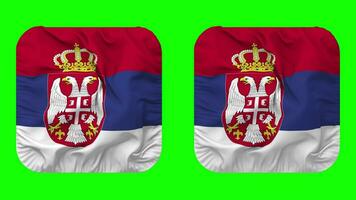 Serbia Flag in Squire Shape Isolated with Plain and Bump Texture, 3D Rendering, Green Screen, Alpha Matte video