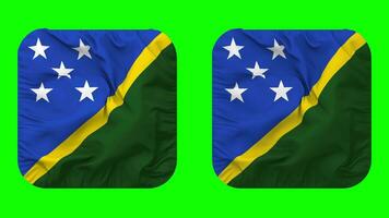 Solomon Islands Flag in Squire Shape Isolated with Plain and Bump Texture, 3D Rendering, Green Screen, Alpha Matte video