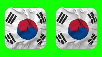 söder korea flagga i väpnare form isolerat med enkel och stöta textur, 3d tolkning, grön skärm, alfa matt video