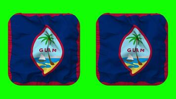 guam flagga i väpnare form isolerat med enkel och stöta textur, 3d tolkning, grön skärm, alfa matt video