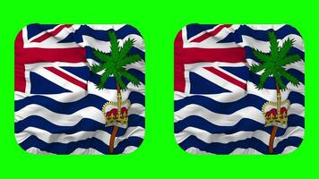 British Indian Ocean Territory, BIOT Flag in Squire Shape Isolated with Plain and Bump Texture, 3D Rendering, Green Screen, Alpha Matte video