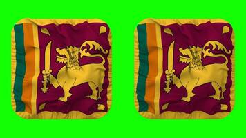 sri Lanka Flagge im Knappe gestalten isoliert mit einfach und stoßen Textur, 3d Wiedergabe, Grün Bildschirm, Alpha matt video