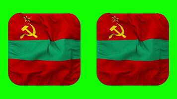 transnistria vlag in schildknaap vorm geïsoleerd met duidelijk en buil textuur, 3d weergave, groen scherm, alpha matte video