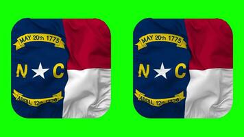 State of North Carolina Flag in Squire Shape Isolated with Plain and Bump Texture, 3D Rendering, Green Screen, Alpha Matte video