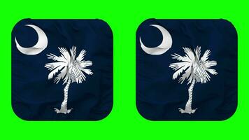 State of South Carolina Flag in Squire Shape Isolated with Plain and Bump Texture, 3D Rendering, Green Screen, Alpha Matte video