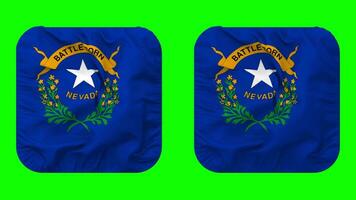 State of Nevada Flag in Squire Shape Isolated with Plain and Bump Texture, 3D Rendering, Green Screen, Alpha Matte video