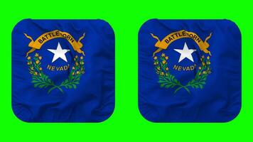 State of Nevada Flag in Squire Shape Isolated with Plain and Bump Texture, 3D Rendering, Green Screen, Alpha Matte video