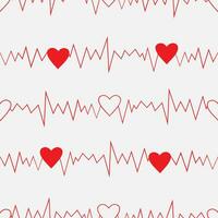 vector sin costura modelo de cardiograma ritmo y corazones