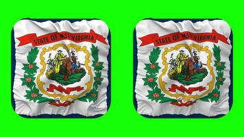State of West Virginia Flag in Squire Shape Isolated with Plain and Bump Texture, 3D Rendering, Green Screen, Alpha Matte video