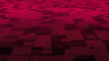 Magenta red particles square box pattern moving 3d technology cyberspace background. Digital matrix futuristic background video