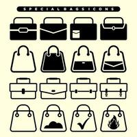 bolso icono vector negro ilustración para Moda