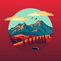 Beautiful mountain views with classic nuances with attractive colors vector