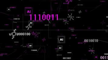 rosa och vit 3d teknologi element artificiell intelligens matris svart bakgrund video