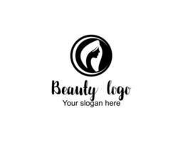 illustration of women long hair style icon, logo women face on white background, vector