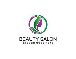 Beauty salon logo.Elegant makeup woman face and wordmark isolated on light fund.Profile view lady portrait.Pink lipstick and long eyelashes.Cosmetics and spa business.Calligraphy style lettering. vector