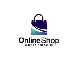 Creative modern abstract eCommerce logo design, colorful gradient online shopping bag logo design template vector