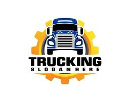 Truck logo template for you design in black color. Transport trucking logistics cargo vector. Delivery theme. vector