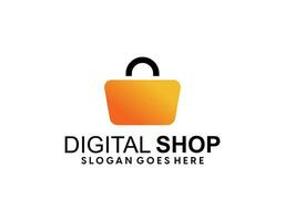 Online Shop Logo designs Template. Illustration vector graphic of shopping bag, computer and mouse logo. Perfect for Ecommerce,sale, store web element. Company emblem.