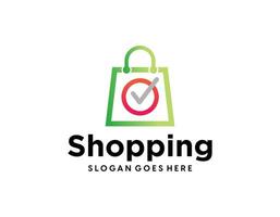 smile shop logo with bag icon for e commerce and store logo vector