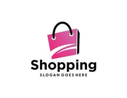 shop logo with bag icon for e commerce and store logo vector