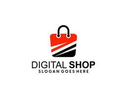 shop logo with bag icon for e commerce and store logo vector