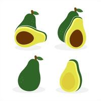 set of avocado icon illustrations on white background vector