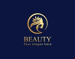 Vector logo design template in trendy linear style - woman's face - abstract emblem for cosmetics and beauty products