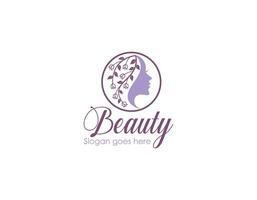 cara de mujer con diseño de logotipo de flores y tarjeta de visita. logotipo de mujer natural para salón de belleza, spa, cosmética y cuidado de la piel. plantilla femenina de lujo. vector