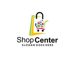 smile shop logo with bag icon for e commerce and store logo vector