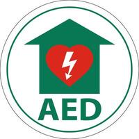 Floor Sign AED with Defib Heart, Red Border Floor Sign vector