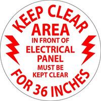 Floor Sign Keep Clear - Area In Front Of Electrical Panel Must Be Kept Clear For 36 Inches vector