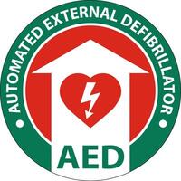 Floor Sign AED with Defib Heart, Red Border Floor Sign vector