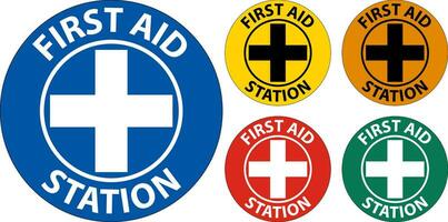 Floor Sign, First Aid Station vector