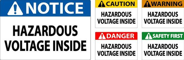 Danger Sign Hazardous Voltage Inside vector