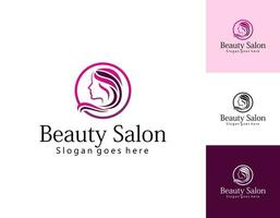 woman hair leaf salon gold gradient logo design vector