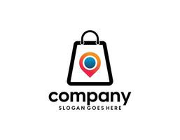 Shopping Logo, Online shop logo with cool gradient line art style vector