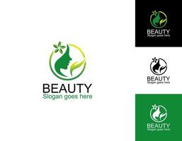 woman hair leaf salon gold gradient logo design vector