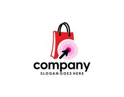 shop logo with bag icon for e commerce and store logo vector