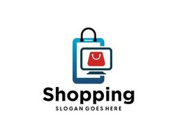Online store logo. Shops, sale, discount, store or shop the web element in the form of vector shopping bag