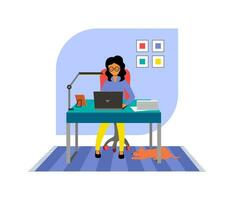 Working at home, concept illustration. vector