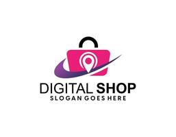 Online Shop Logo designs Template. Illustration vector graphic of shopping bag, computer and mouse logo. Perfect for Ecommerce,sale, store web element. Company emblem.