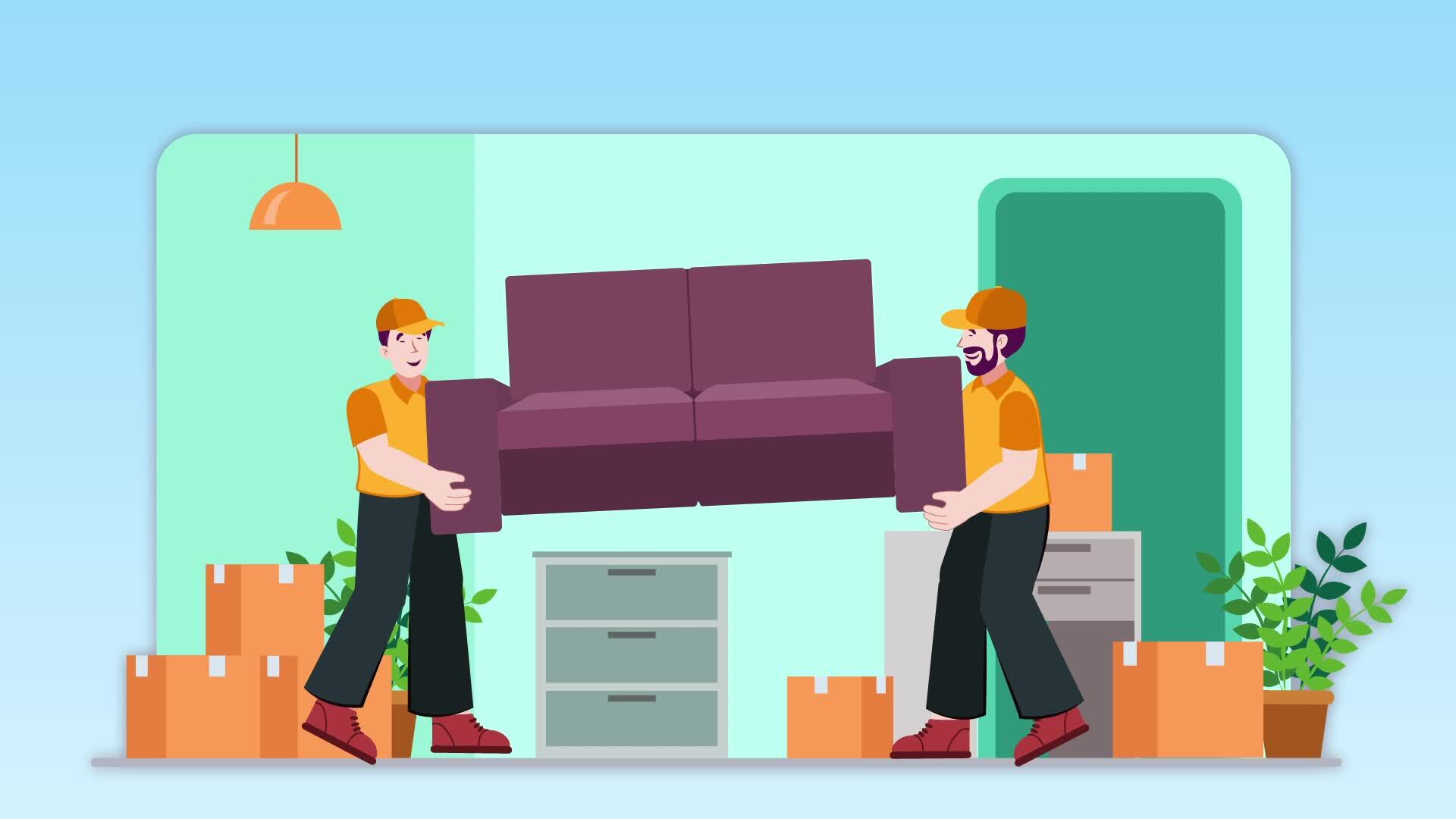 two men are moving furniture in an apartment 27865842 Stock Video at