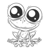 Cute frog sitting alone for coloring vector