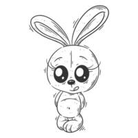 Cute bunny is standing alone without friends for coloring vector