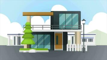 un dibujos animados ilustración de un moderno casa video