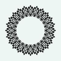 Round ornamental frame, black and white frame, Arabic, Andalusian, Oriental, Arabesque styles. vector