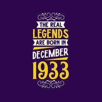 el real leyenda son nacido en diciembre 1933. nacido en diciembre 1933 retro Clásico cumpleaños vector