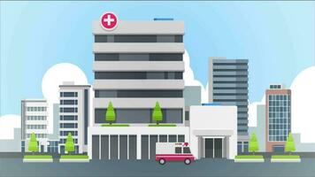 a hospital building with a car in front of it video